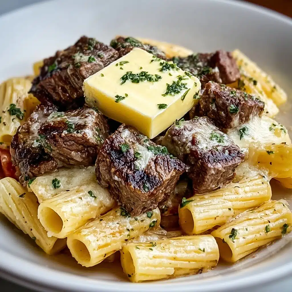 Garlic Butter Steak Tips with Cheesy Rigatoni Recipe - Recipe Image