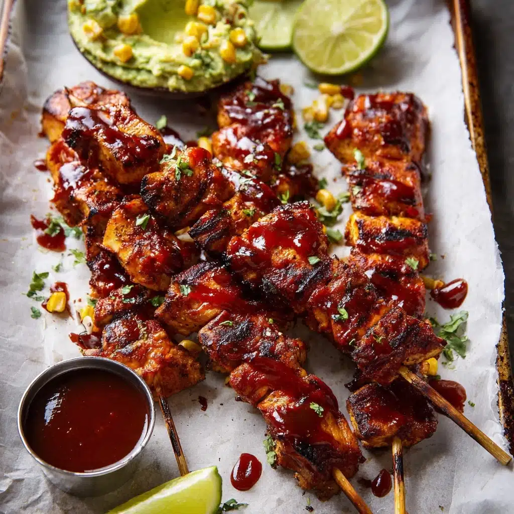 BBQ Beer Chicken Skewers with Avocado Corn and Feta Salsa Recipe - Recipe Image