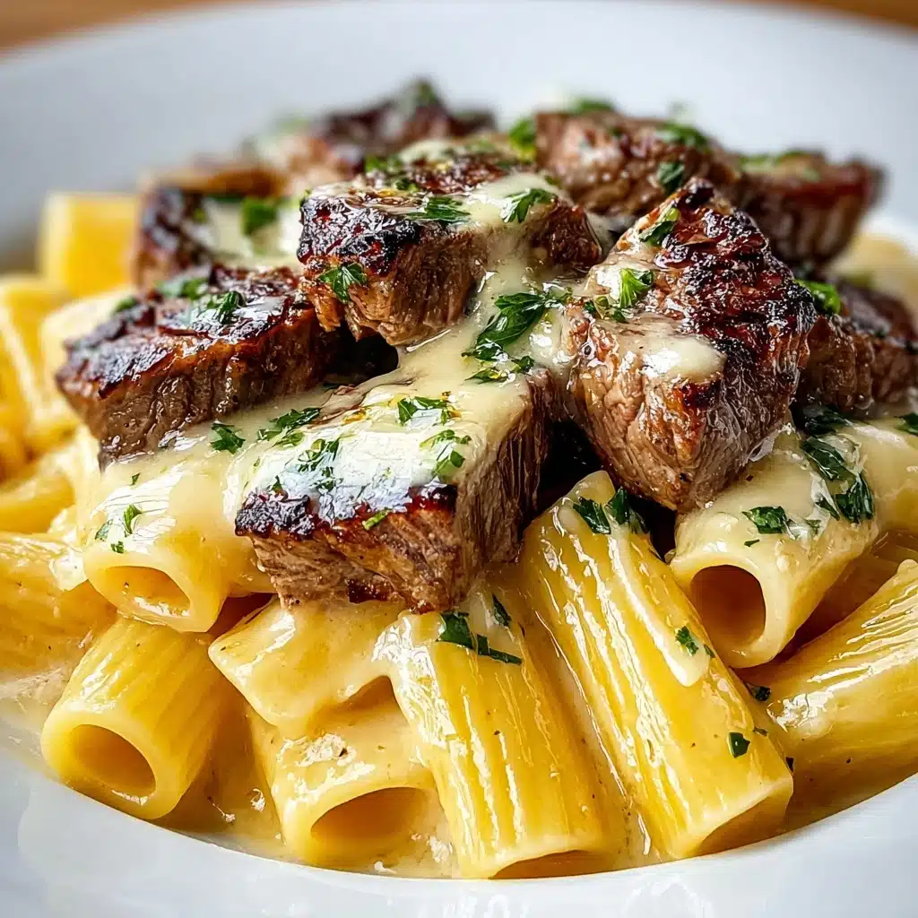 Garlic Butter Steak Tips with Cheesy Rigatoni Recipe - Recipe Image