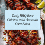 BBQ Beer Chicken Skewers with Avocado Corn and Feta Salsa Recipe