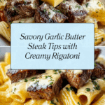 Garlic Butter Steak Tips with Cheesy Rigatoni Recipe