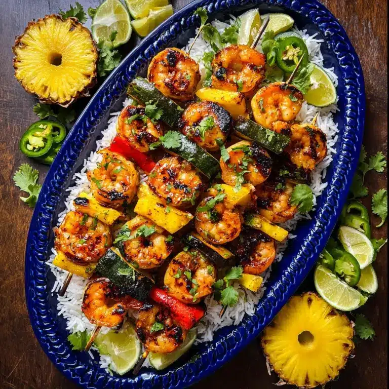 Grilled Shrimp Skewers (with Veggie-Pineapple Skewers) Recipe