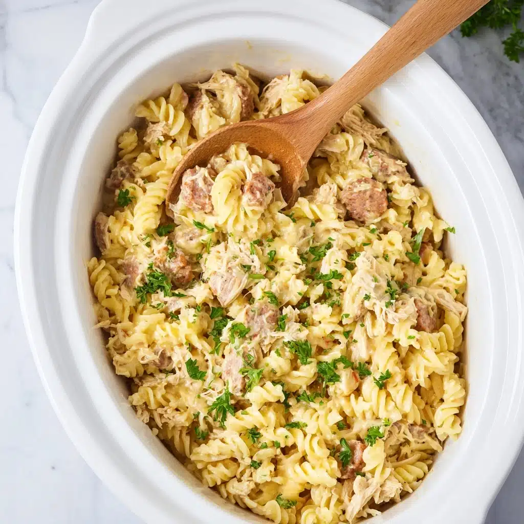 Slow Cooker Garlic Parmesan Chicken Pasta Recipe