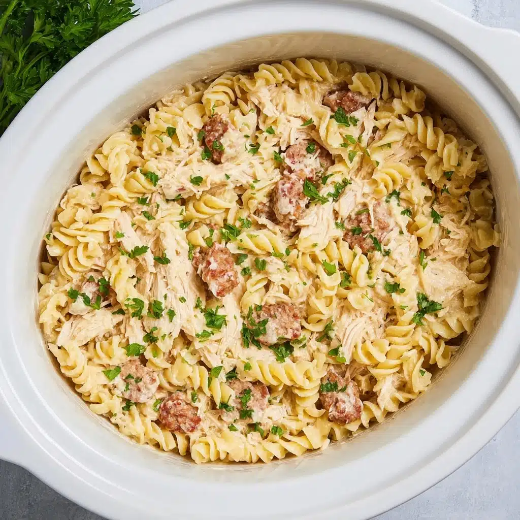 Slow Cooker Garlic Parmesan Chicken Pasta Recipe - Recipe Image