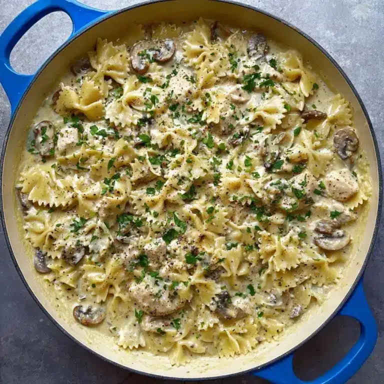 Easy Creamy Mushroom Chicken Pasta Recipe (One Pot) Recipe