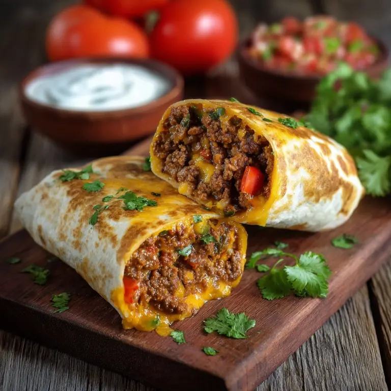 Cheesy Beefy Burrito Delight with Salsa Recipe