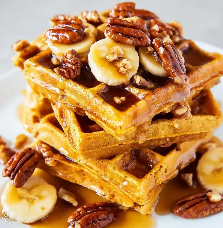Candied Pecan Pumpkin Spice Waffles Recipe