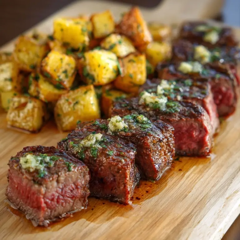 Garlic Butter Steak Bites and Potatoes Recipe