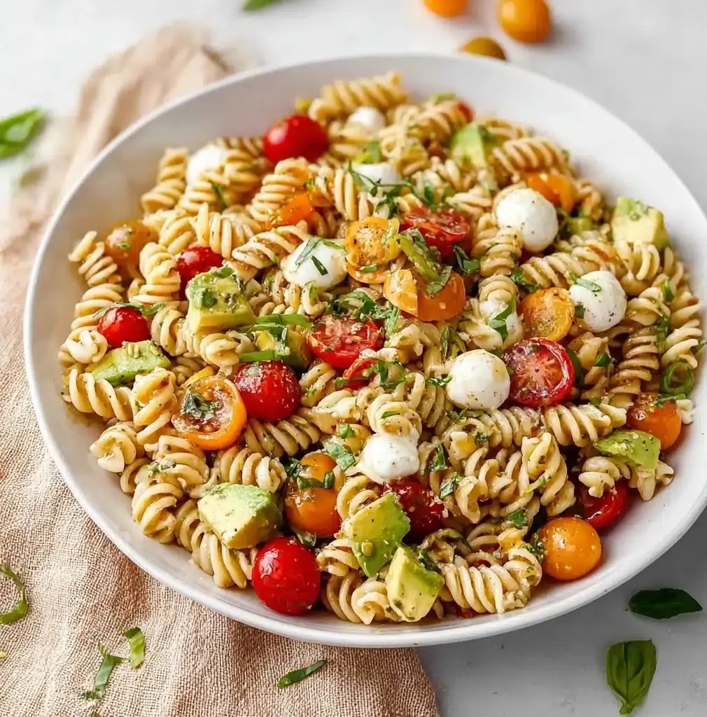 Caprese Pesto Pasta Salad Recipe - Recipe Image