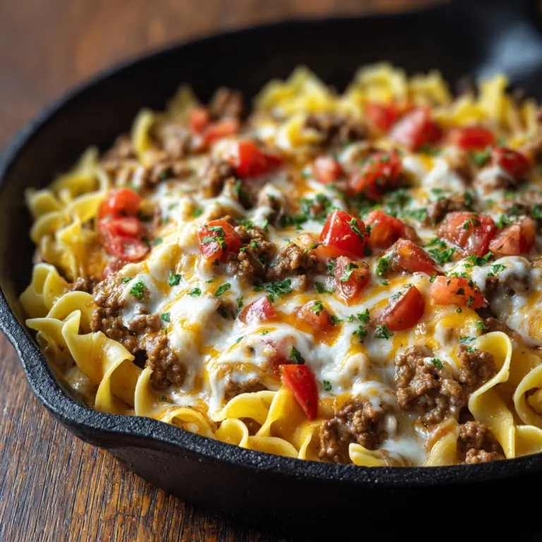 Loaded Cheeseburger Alfredo Pasta Recipe