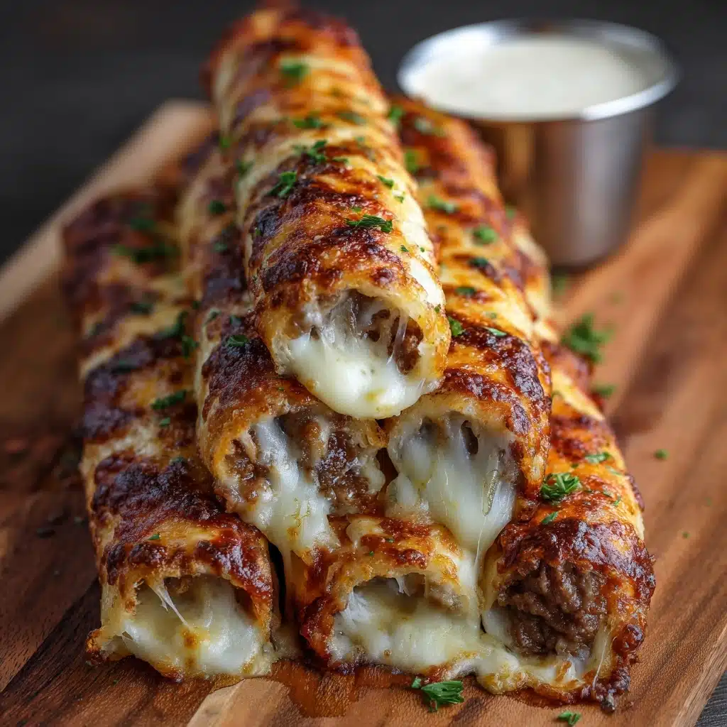 Philly Cheesesteak Stuffed Cheesy Breadsticks Recipe - Recipe Image