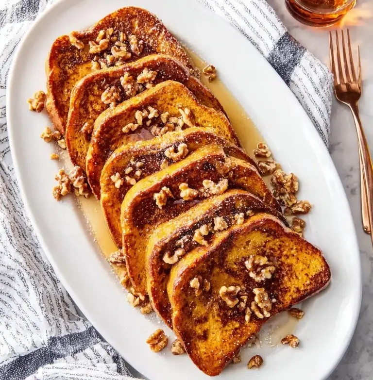 Pumpkin French Toast with Candied Walnuts Recipe