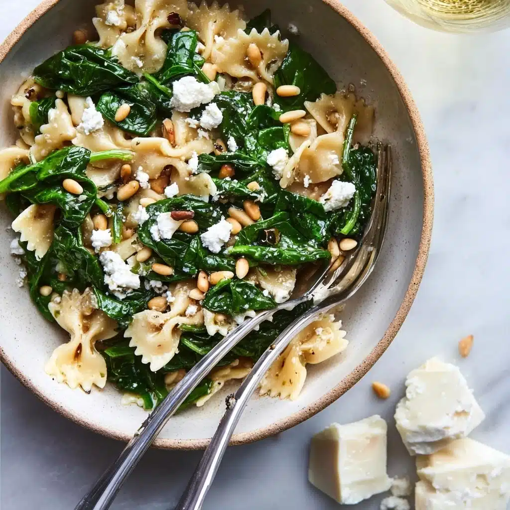 Farfalle with Marinated Feta, Arugula and Toasted Pine Nuts Recipe