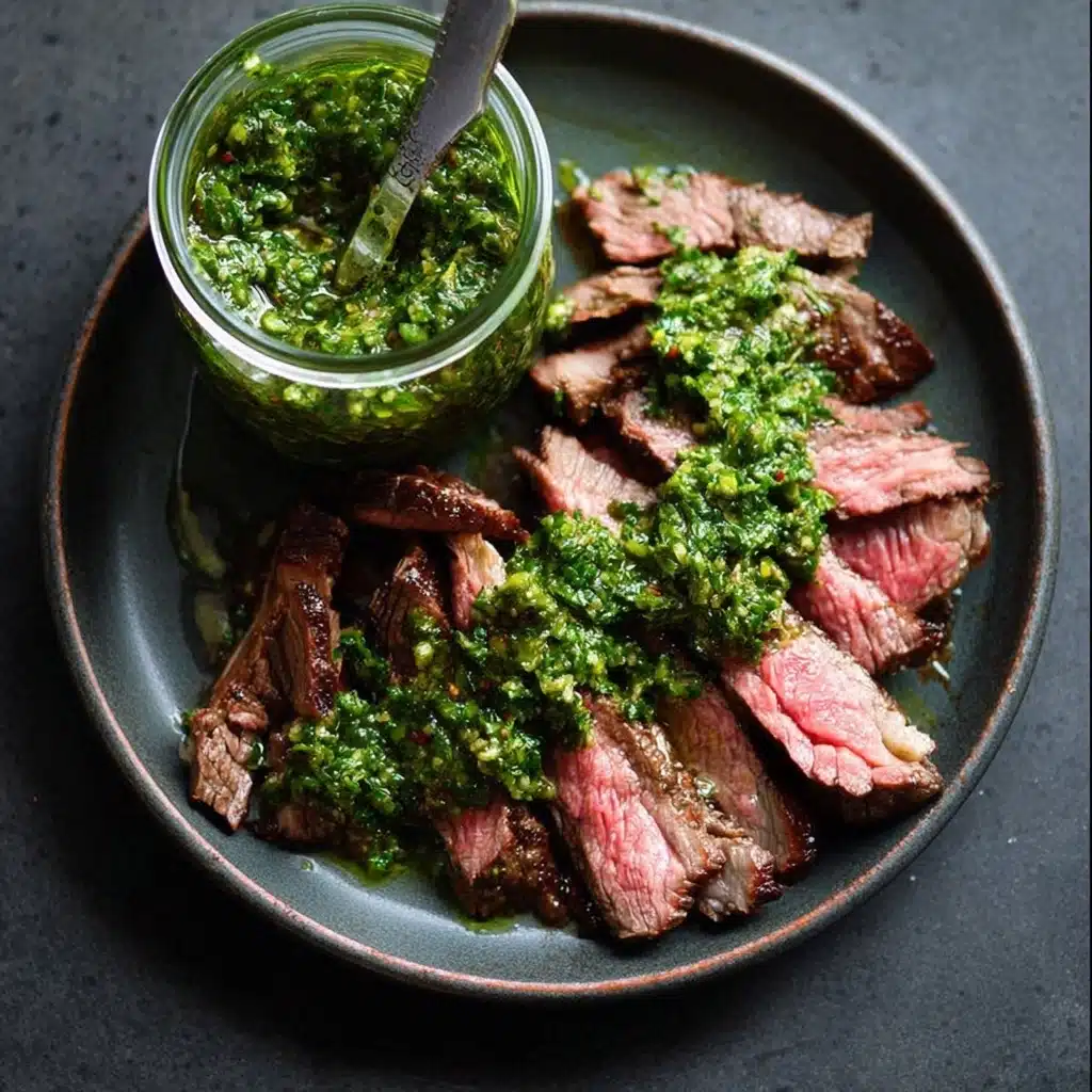 Garlic Brown Sugar Flank Steak with Chimichurri Recipe
