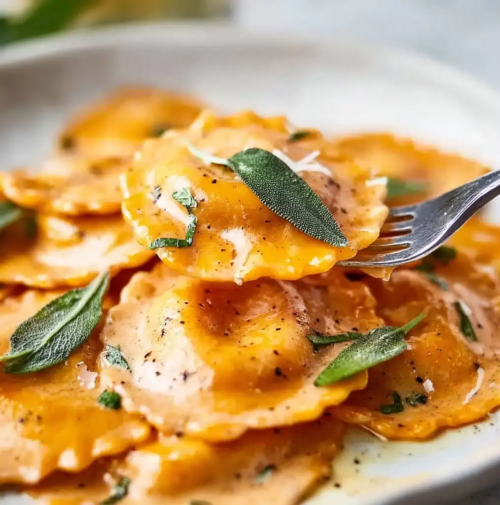 Sage Brown Butter Sauce Butternut Squash Ravioli Recipe - Recipe Image