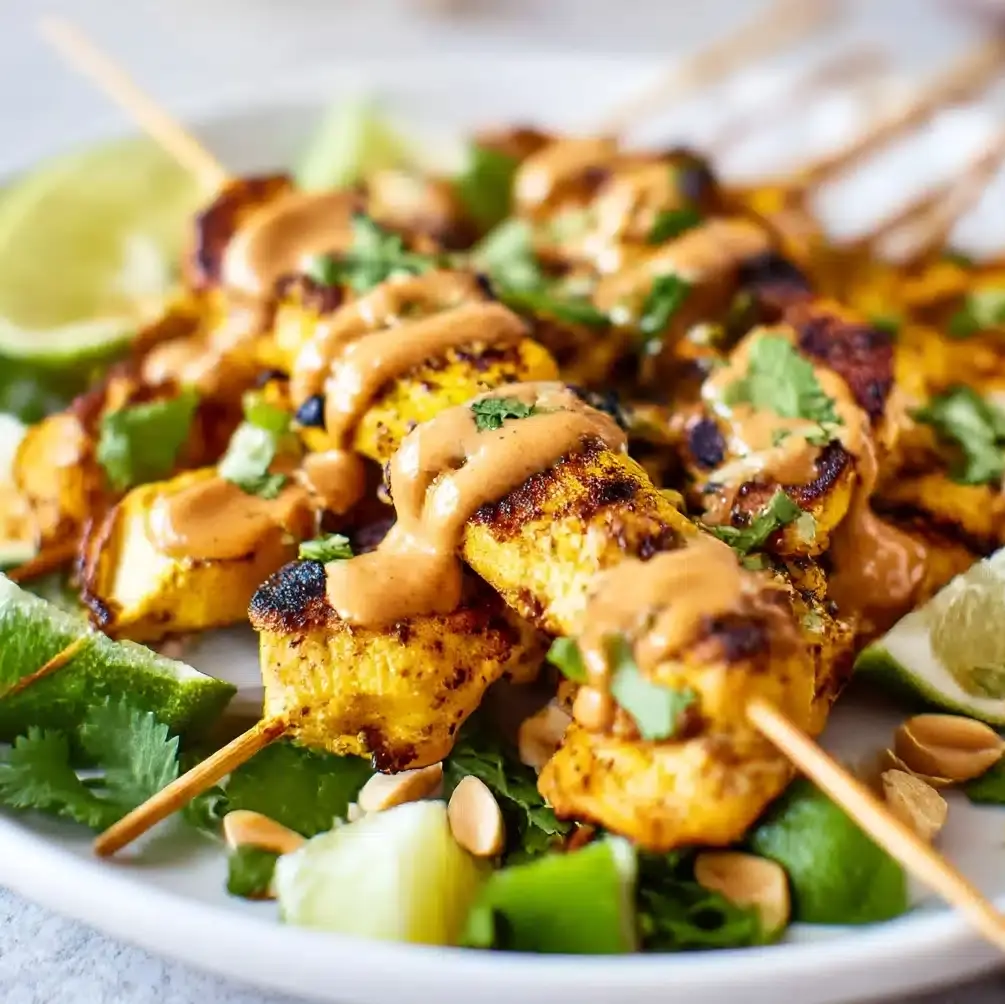 Chicken Satay Skewers with Peanut Sauce Recipe - Recipe Image