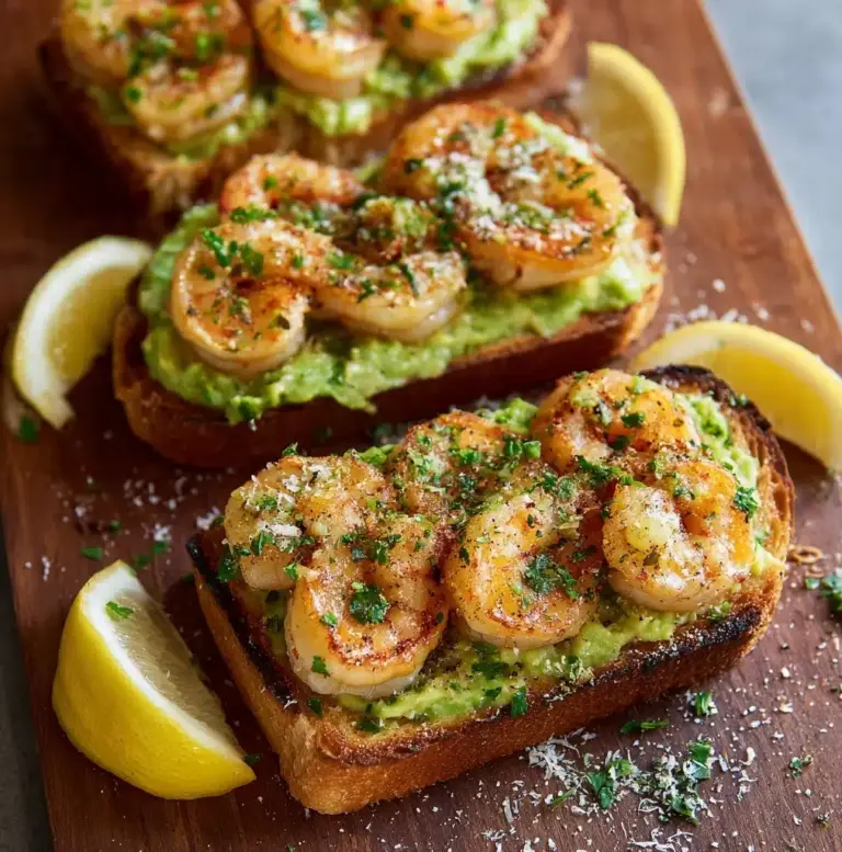 Shrimp and Avocado Garlic Bread Recipe