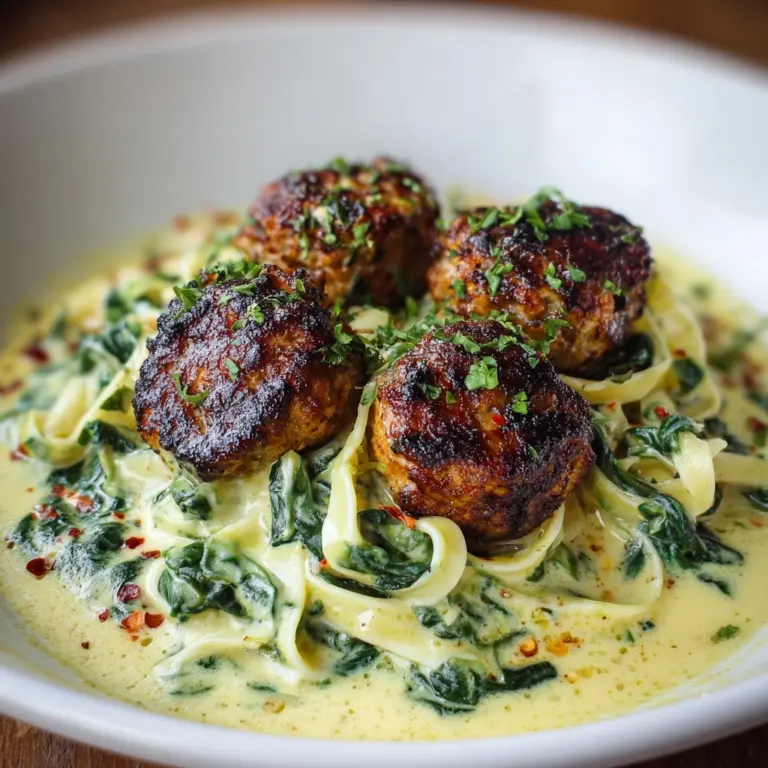 Chicken Ricotta Meatballs with Spinach Alfredo Sauce Recipe