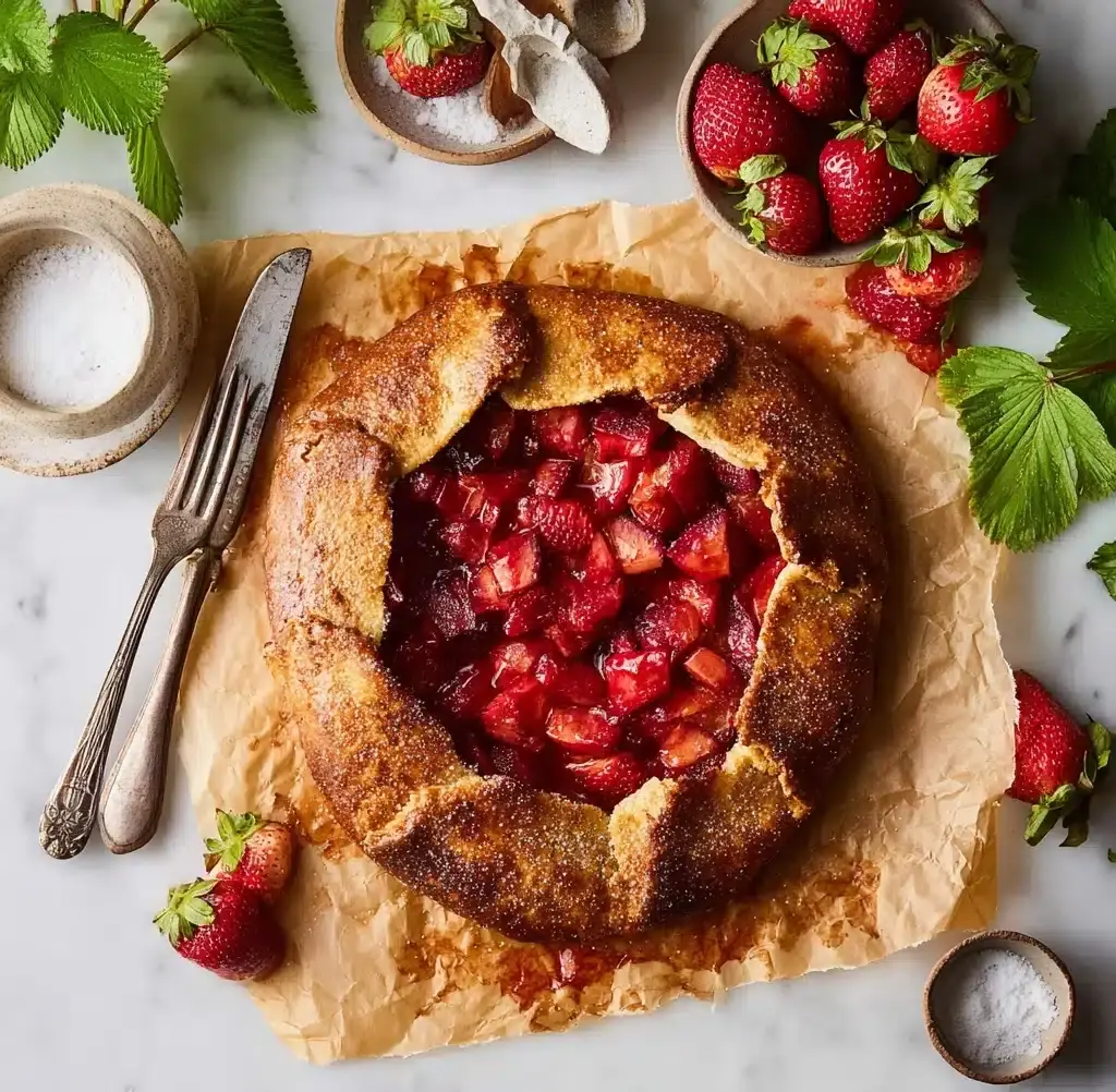 Strawberry Rhubarb Fruit Galette Recipe - Recipe Image