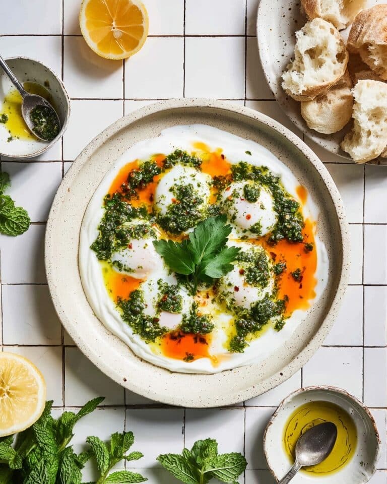 Turkish Eggs with Herbed Yogurt, Spiced Butter, and Spicy Chimichurri Recipe