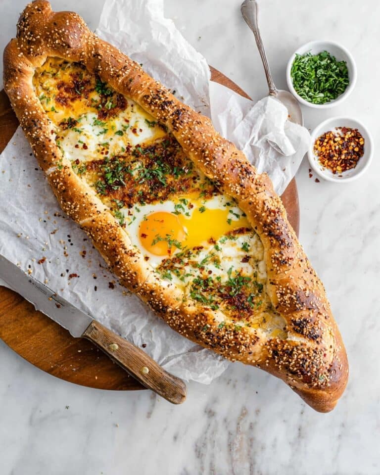Cheese-Stuffed Georgian Khachapuri with Egg and Butter Recipe