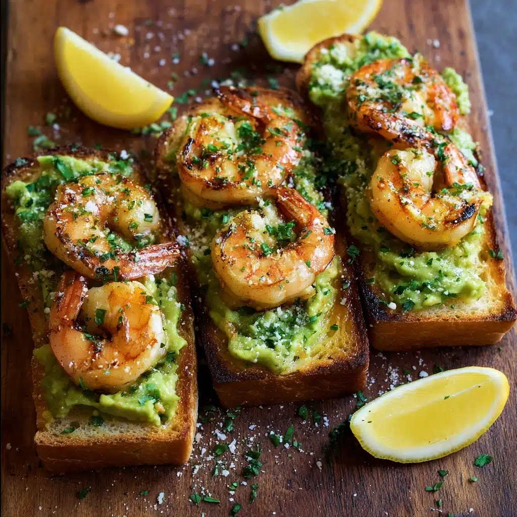Shrimp and Avocado Garlic Bread Recipe - Recipe Image