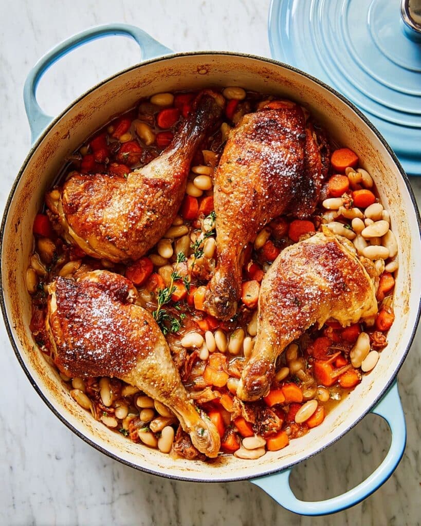 One-Pan Roast Duck Legs with White Beans and Carrots Recipe