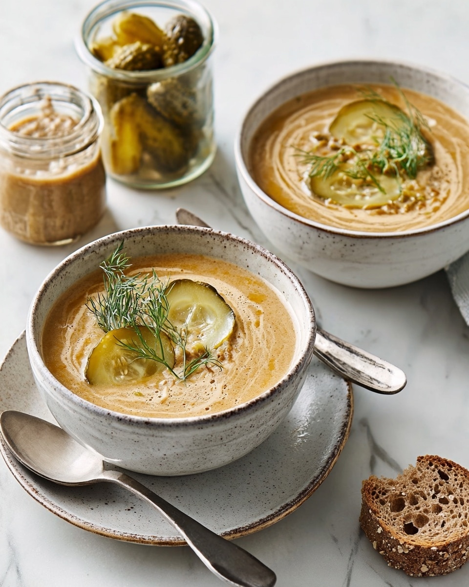 The image shows a creamy dish with chunks of white fish and diced potatoes in a white bowl and a white pan. The creamy sauce is pale yellow and has a smooth, slightly thick texture with some black pepper sprinkled on top. The white bowl contains a single serving of the dish and is garnished with fresh chopped green herbs on top. The white pan holds the larger portion with a wooden spoon resting inside, partially submerged in the creamy mixture. Nearby, a torn piece of crusty bread and a small dark bowl filled with chopped green herbs sit placed on a white marbled surface with a dark cloth underneath the pan. Photo taken with an iphone --ar 4:5 --v 7