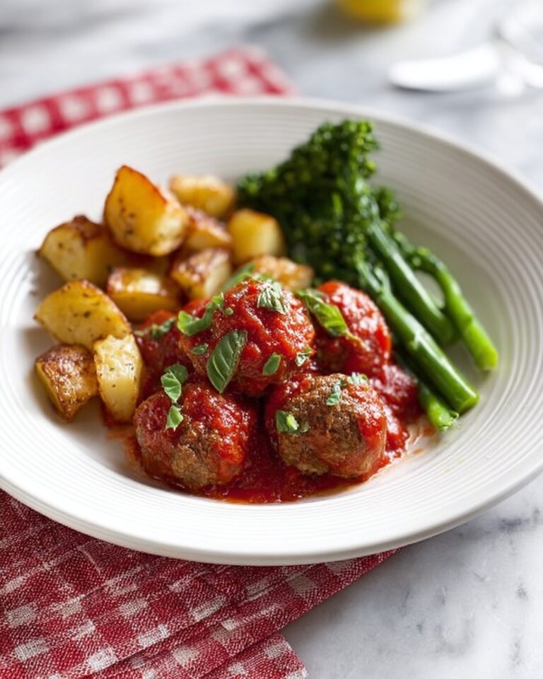 Baked Turkey Meatballs with Broccoli & Crispy Potatoes Recipe