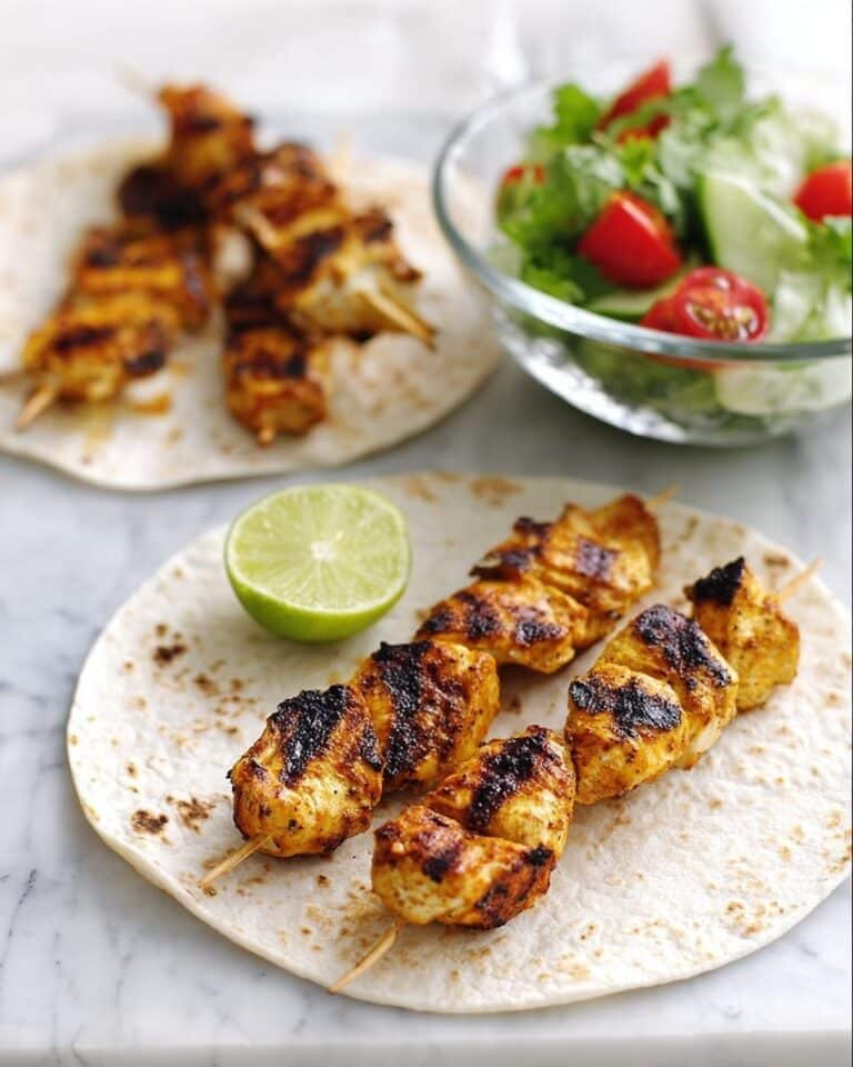 Chicken Masala Skewers with Fresh Salad and Wholemeal Chapatis Recipe