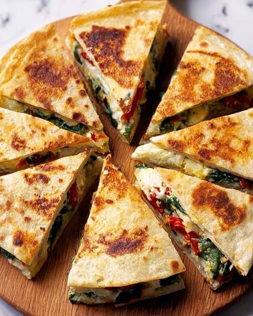 Cheesy Tortilla Wrap with Sun-Dried Tomatoes, Jalapenos, and Coriander Recipe