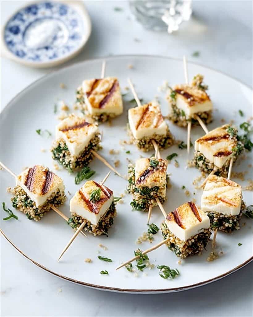 Cheese & Pineapple Canapés with Mint and Sesame Recipe