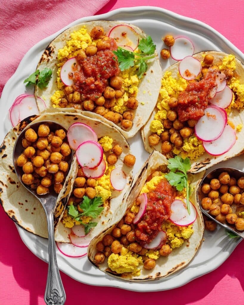 Vegan Breakfast Tacos with Crispy Chickpeas and Silken Tofu Recipe