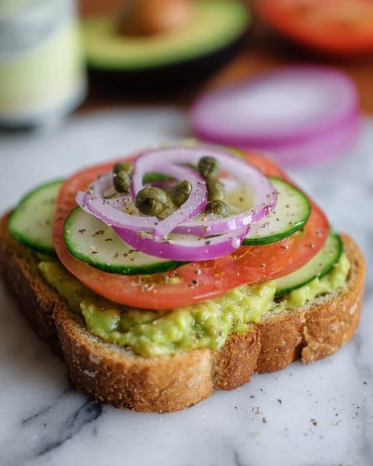 Avocado Toast with Tomato, Onion, Cucumber, and Capers Recipe