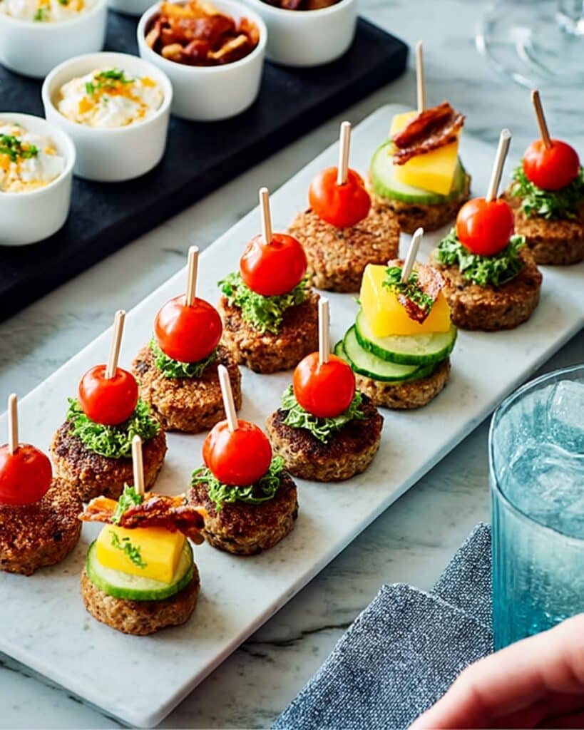 Curried Fishcake Bites with Fresh Fruit and Vegetable Skewers Recipe