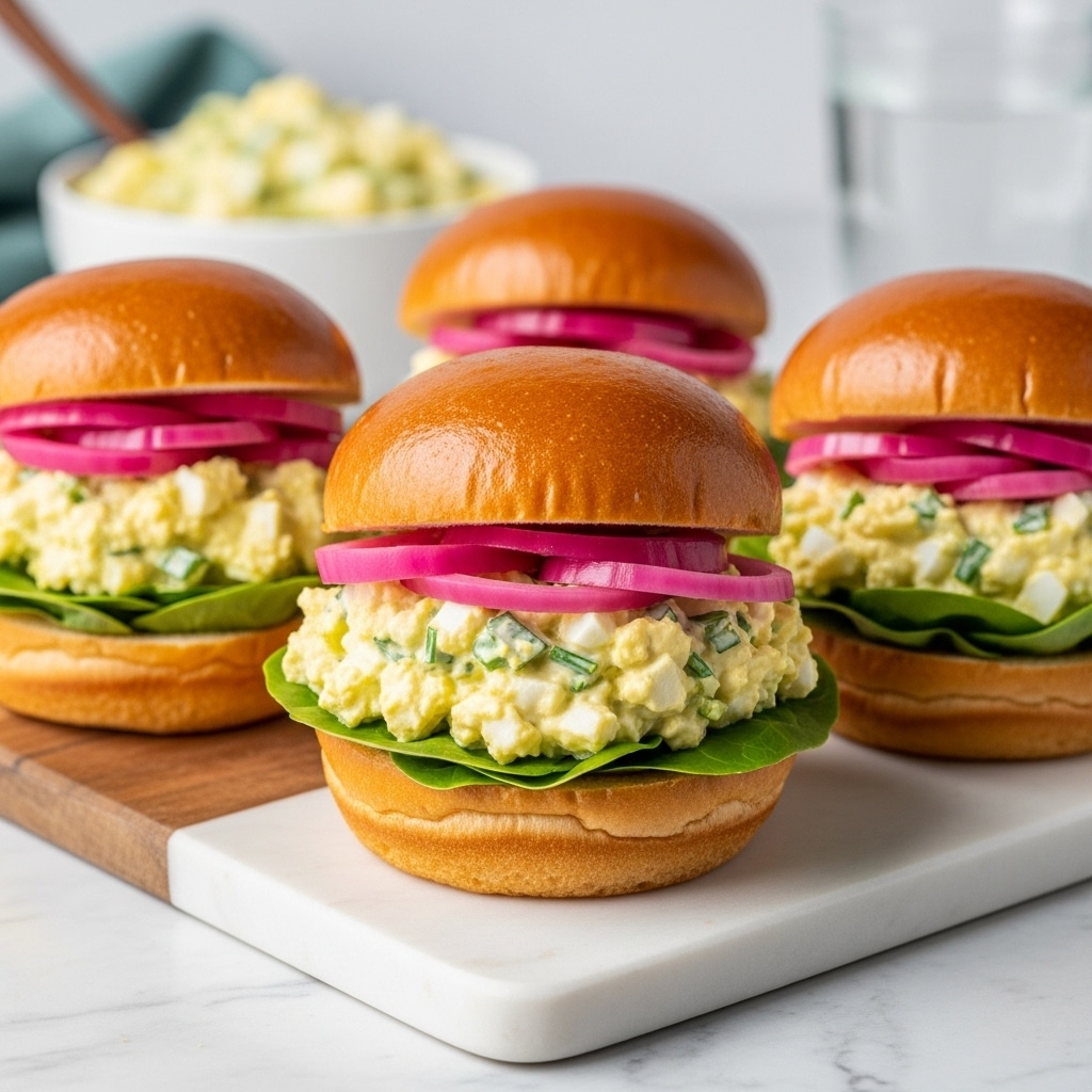 Zesty Deviled Egg Salad Sliders with Pickled Shallots Recipe