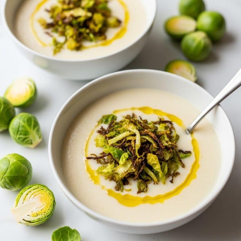 Creamy Parsnip and White Bean Soup with Crispy Lemon Brussels Sprouts Recipe