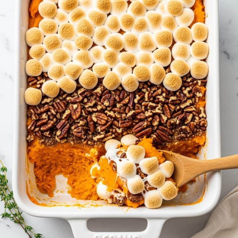 Sweet Potato Casserole with Pecans, Marshmallows, and Spiced Brown Sugar Recipe