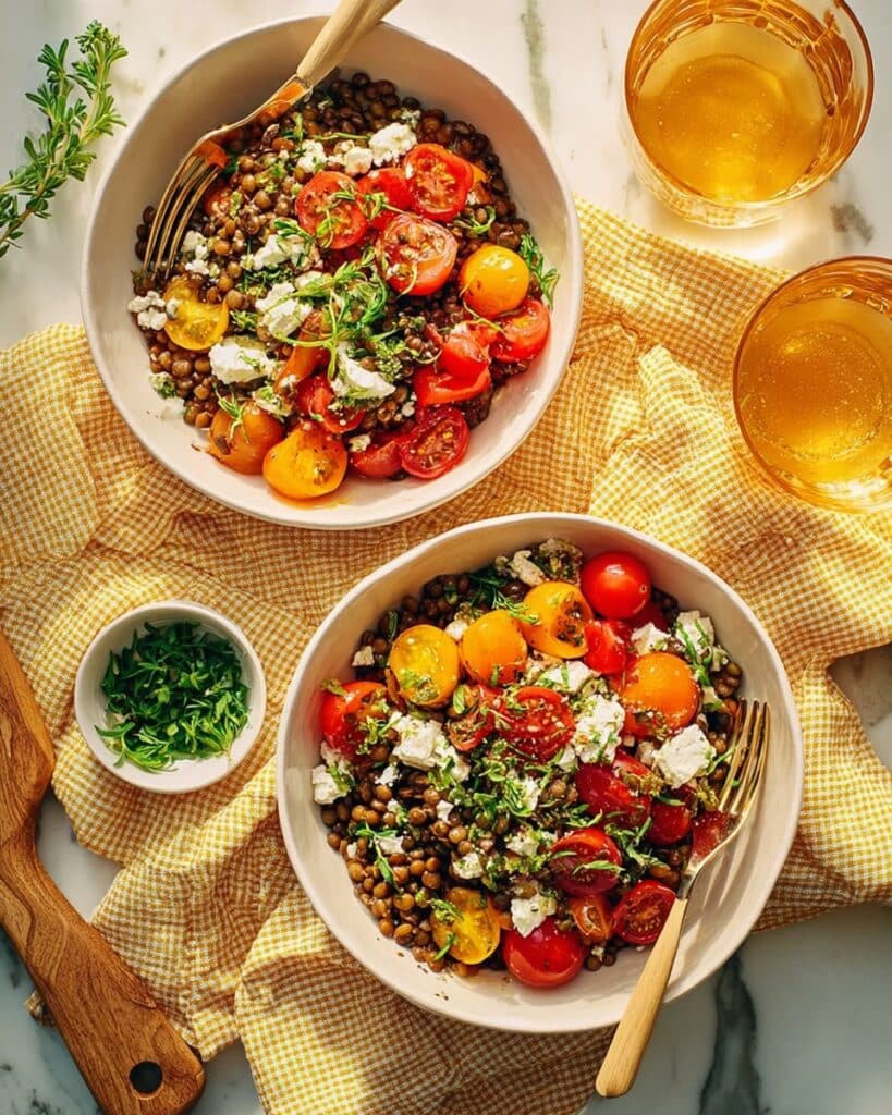 Juicy Roast Tomatoes with Spiced Lentils and Feta Recipe