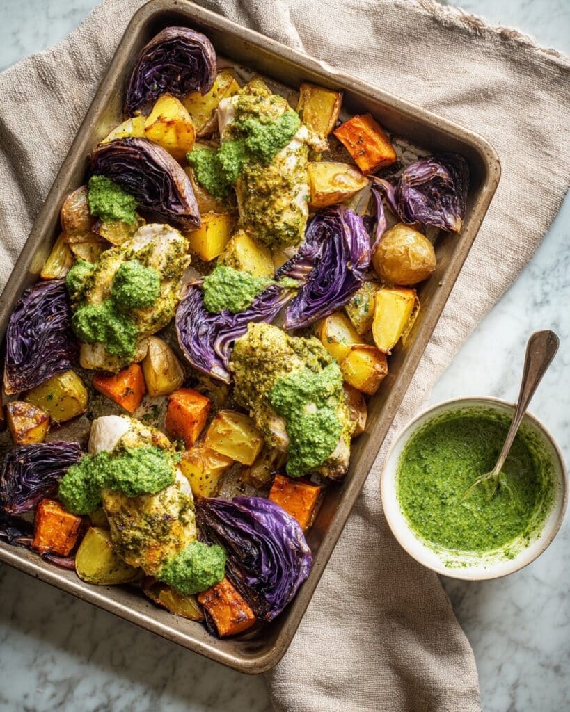 Green Garlic Chutney Roast Chicken with Cumin-Spiced Vegetables Recipe