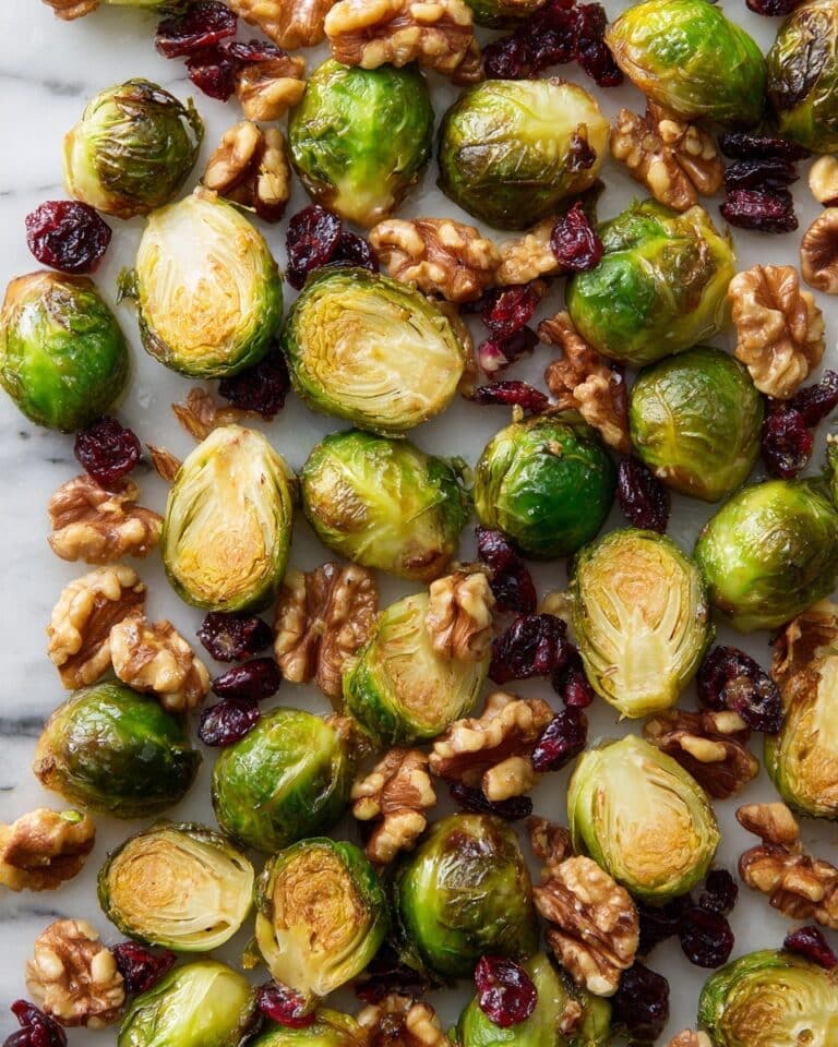 House Favorite Roasted Brussels Sprouts with Walnuts and Cranberries Recipe