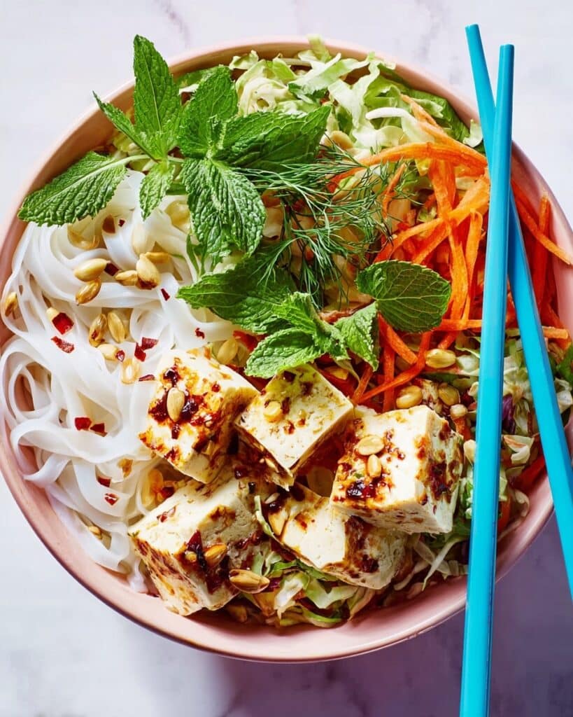 Spicy Tofu Tahini Noodle Salad Recipe