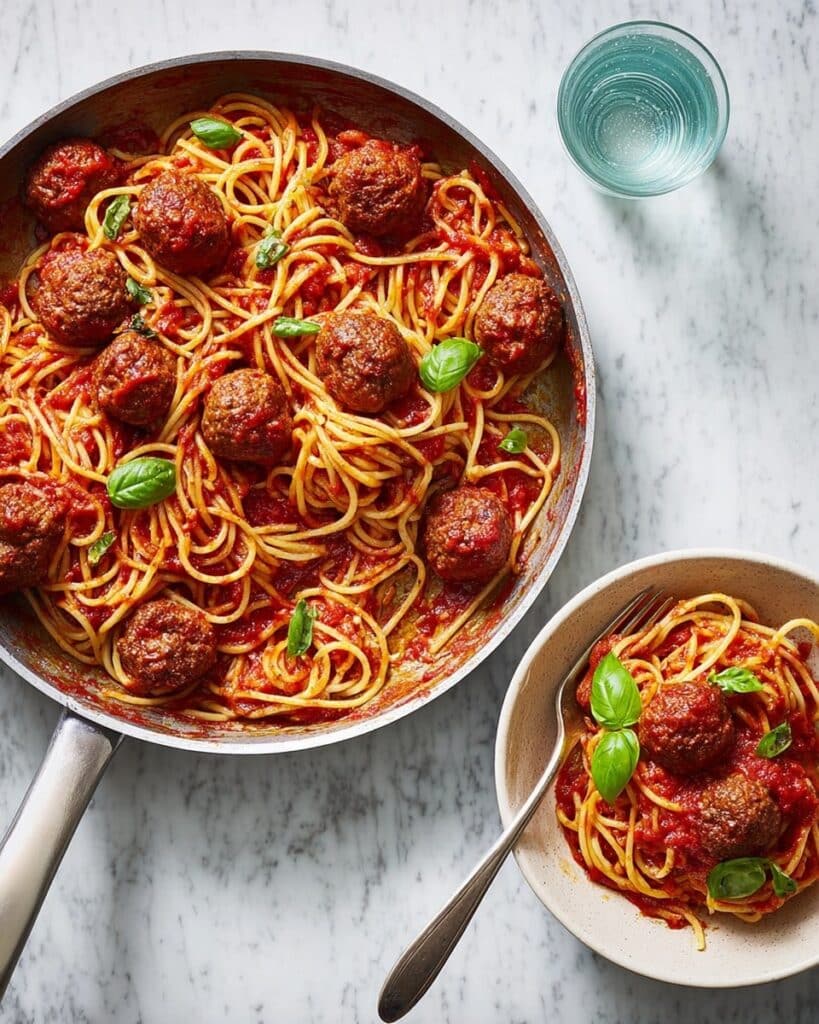 One-Pan Meatball Spaghetti with Basil Recipe