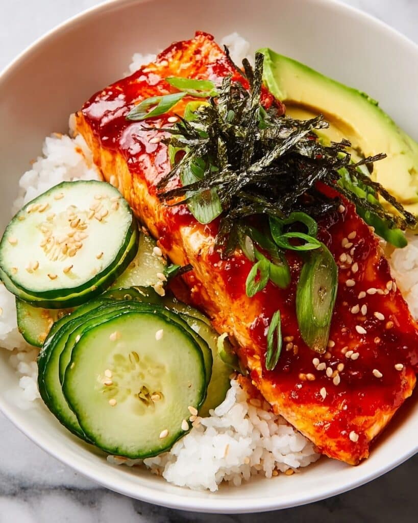 Sticky Orange Gochujang Salmon Bowl Recipe