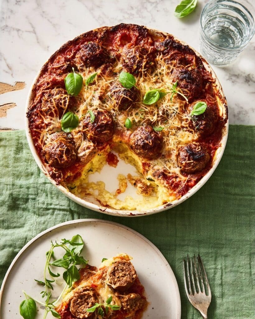 Cherry Tomato & Meatball Ragu with Crispy Baby Potato Crust Recipe