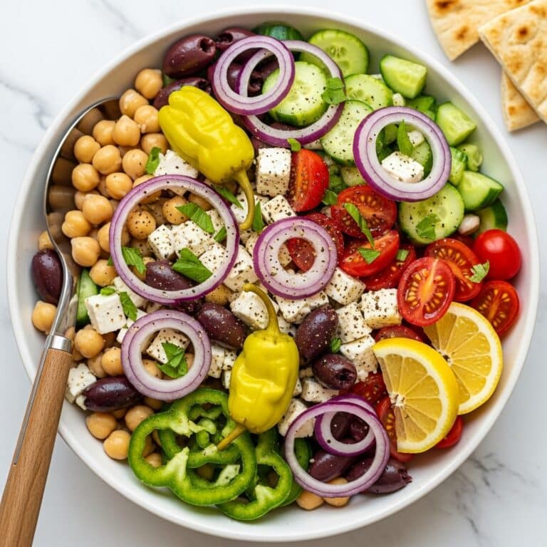 Greek Salad with Chickpeas, Feta, and Herb Dressing Recipe