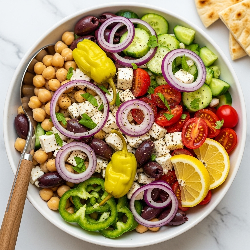 Greek Salad with Chickpeas, Feta, and Herb Dressing Recipe