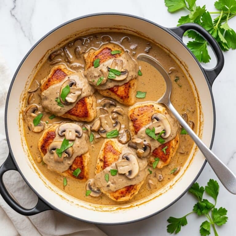 Mushroom Chicken in Creamy White Wine Sauce Recipe