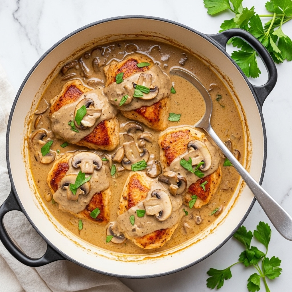 Mushroom Chicken in Creamy White Wine Sauce Recipe