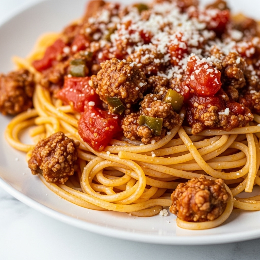 One Pot Spaghetti with Ground Beef, Vegetables, and Cream Cheese Recipe